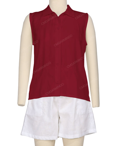 Sleeveless Button Up Shirt
