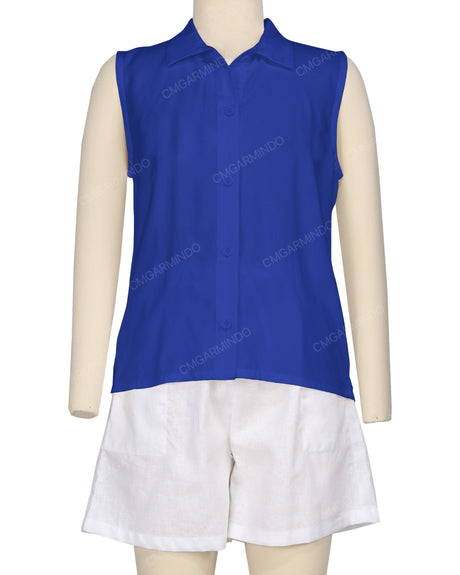 Sleeveless Button Up Shirt