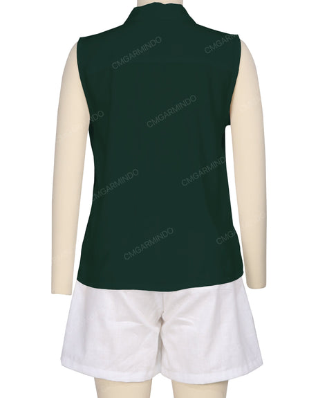 Sleeveless Button Up Shirt