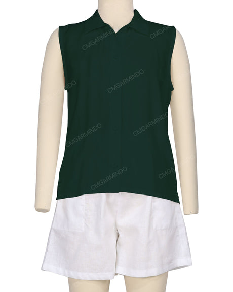 Sleeveless Button Up Shirt