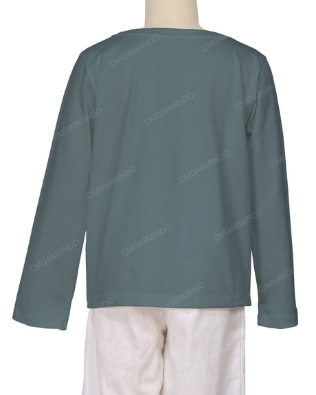 Relaxed Long Sleeve Boat Neck T-shirt