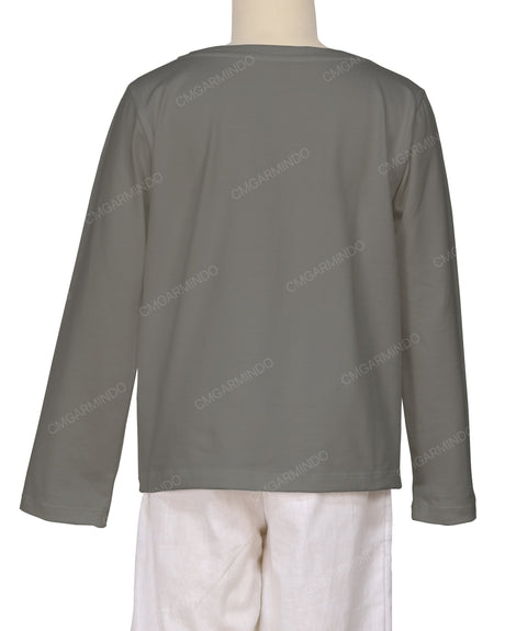 Relaxed Long Sleeve Boat Neck T-shirt