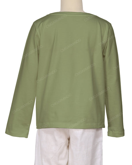 Relaxed Long Sleeve Boat Neck T-shirt