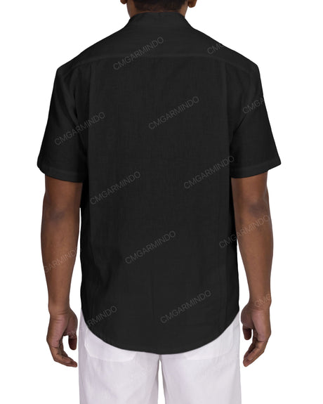 Short Sleeve Mandarin Collar Shirt