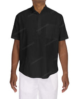 Short Sleeve Mandarin Collar Shirt