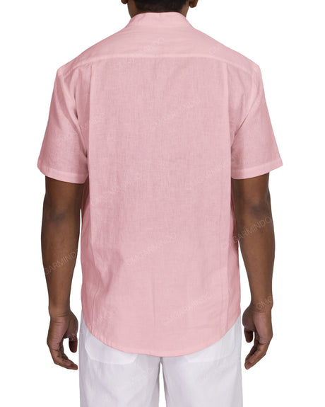 Short Sleeve Mandarin Collar Shirt
