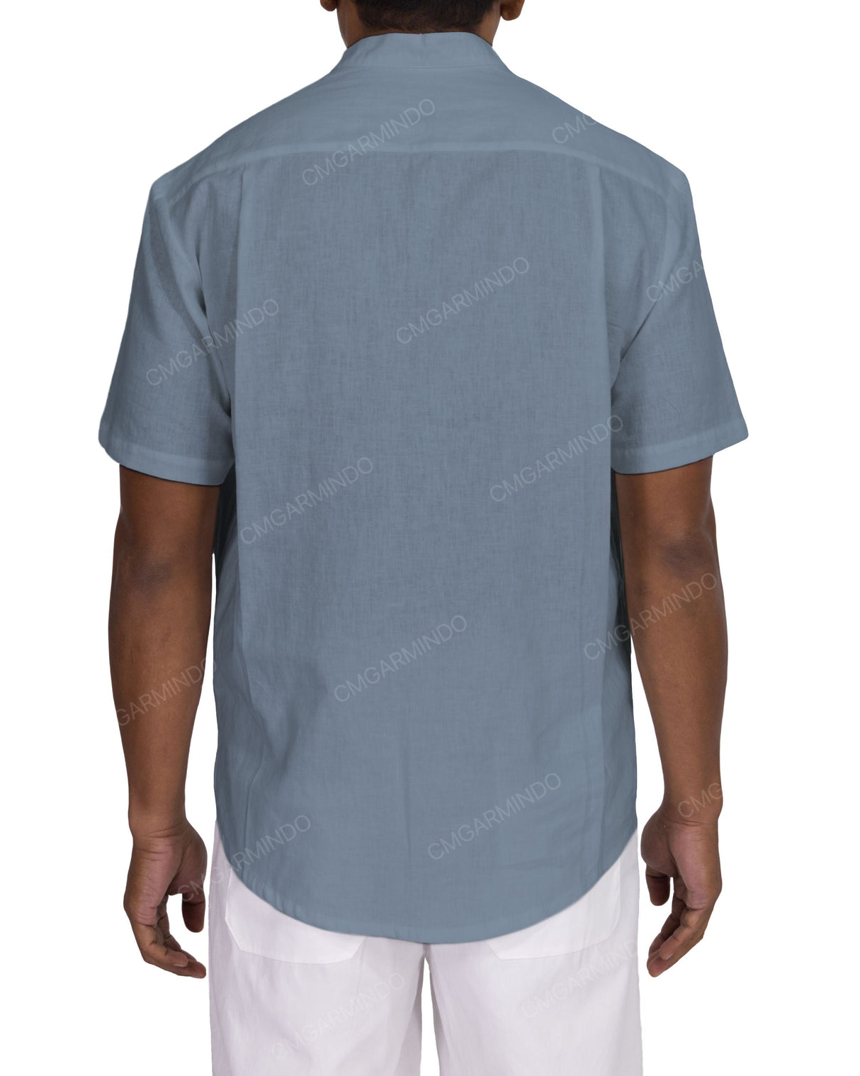 Short Sleeve Mandarin Collar Shirt