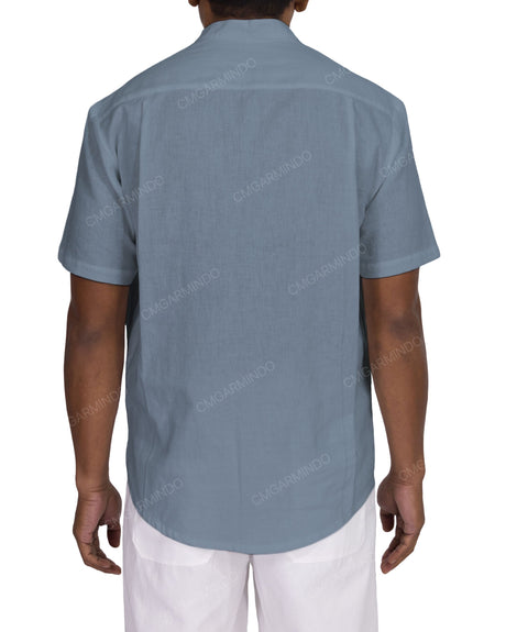 Short Sleeve Mandarin Collar Shirt