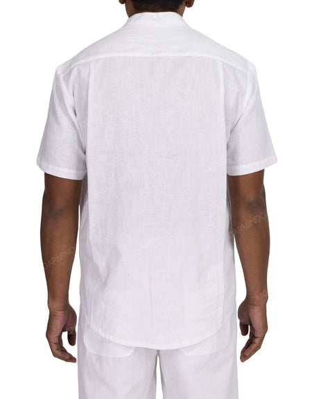 Short Sleeve Mandarin Collar Shirt