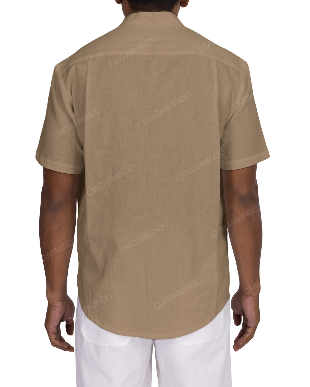 Short Sleeve Mandarin Collar Shirt