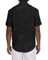 Short Sleeve Mandarin Collar Shirt