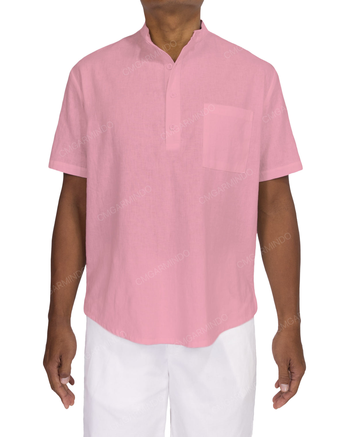 Short Sleeve Mandarin Collar Shirt
