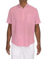 Short Sleeve Mandarin Collar Shirt