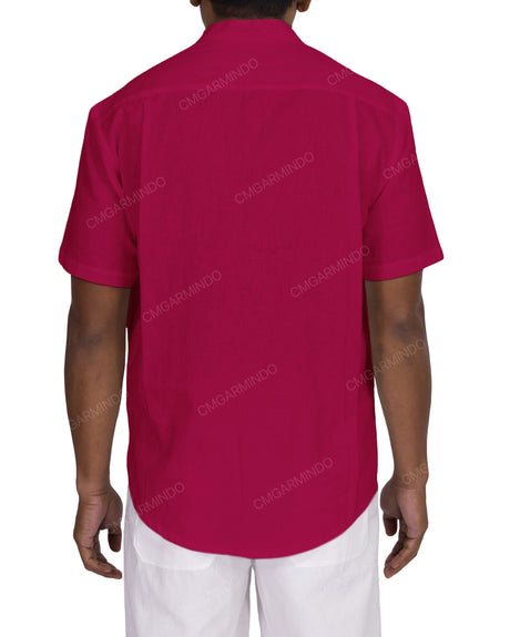 Short Sleeve Mandarin Collar Shirt
