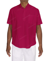 Short Sleeve Mandarin Collar Shirt