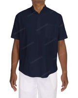 Short Sleeve Mandarin Collar Shirt