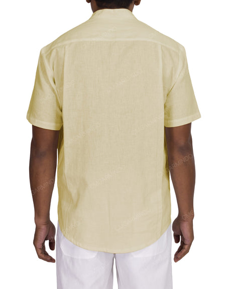 Short Sleeve Mandarin Collar Shirt