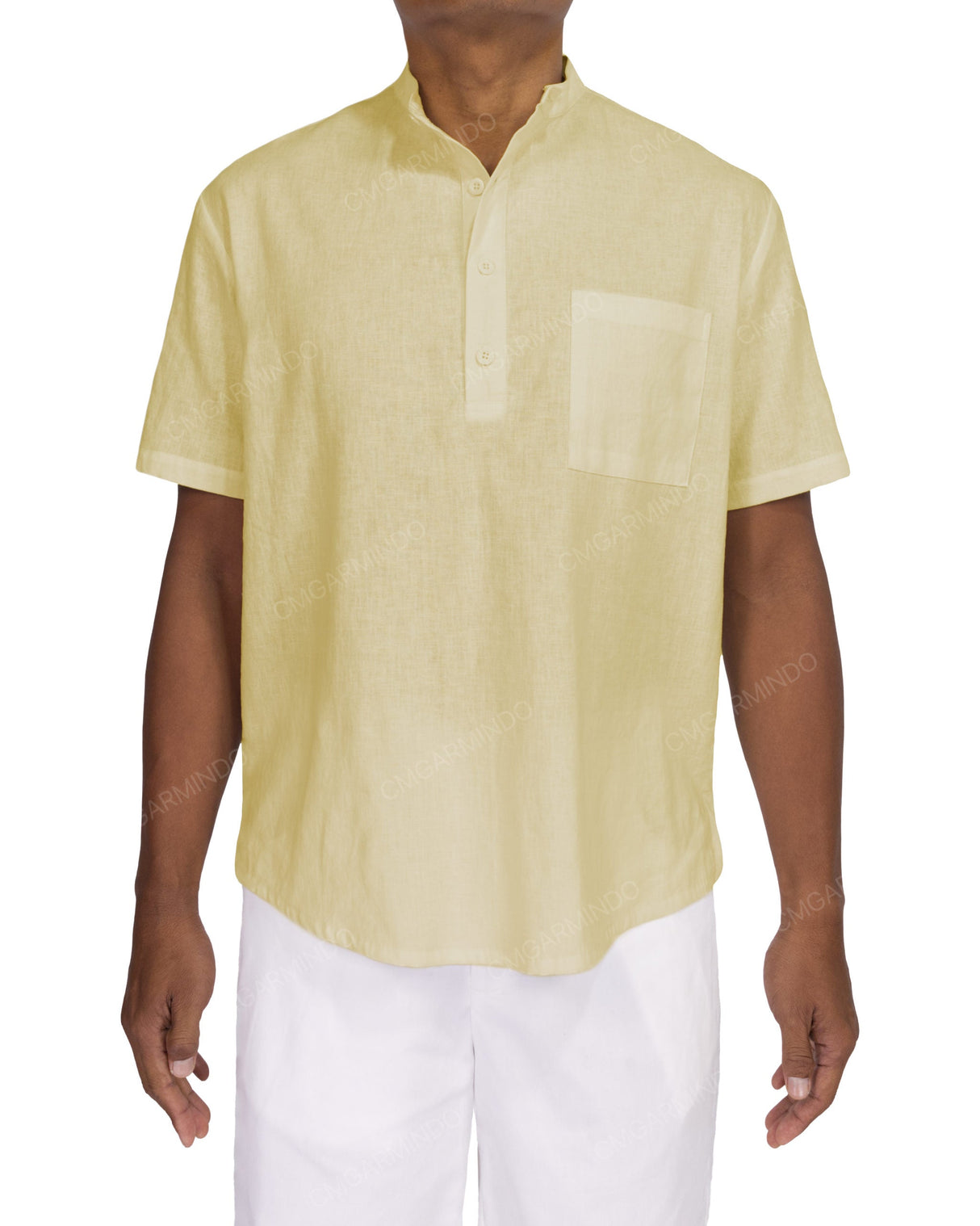 Short Sleeve Mandarin Collar Shirt