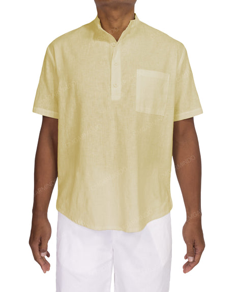 Short Sleeve Mandarin Collar Shirt