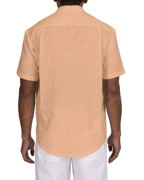 Short Sleeve Mandarin Collar Shirt