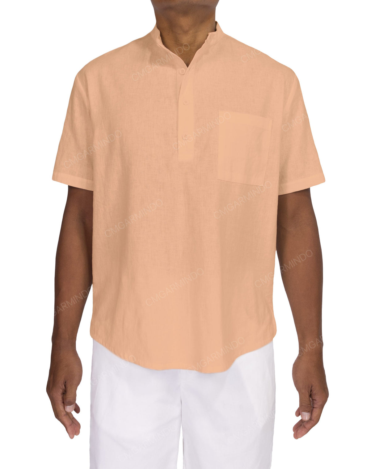 Short Sleeve Mandarin Collar Shirt
