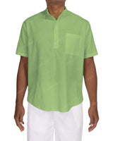 Short Sleeve Mandarin Collar Shirt