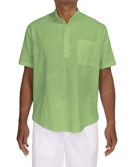 Short Sleeve Mandarin Collar Shirt