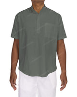 Short Sleeve Mandarin Collar Shirt