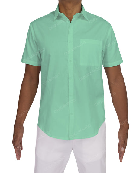 Fitted Short Sleeve Button Up Shirt