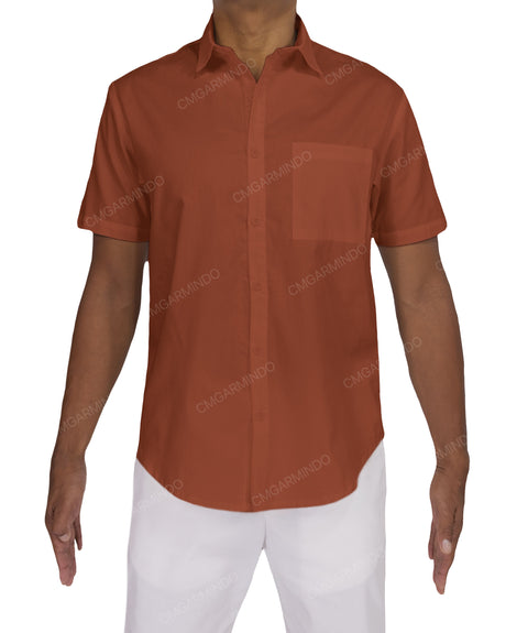 Fitted Short Sleeve Button Up Shirt