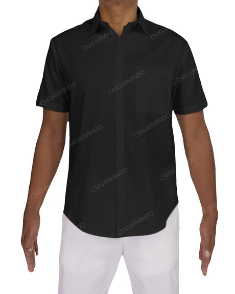 Fitted Short Sleeve Button Up Shirt
