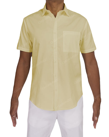 Fitted Short Sleeve Button Up Shirt
