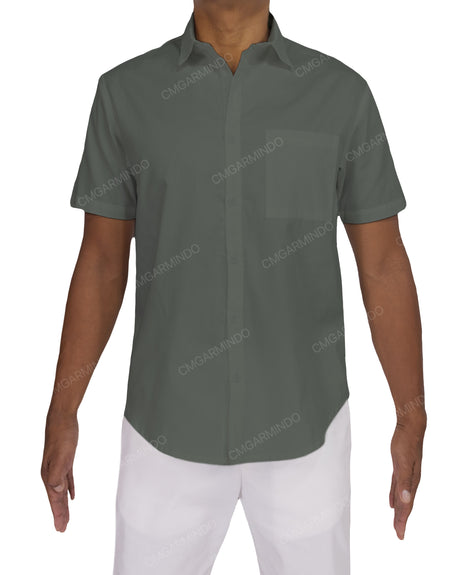 Fitted Short Sleeve Button Up Shirt