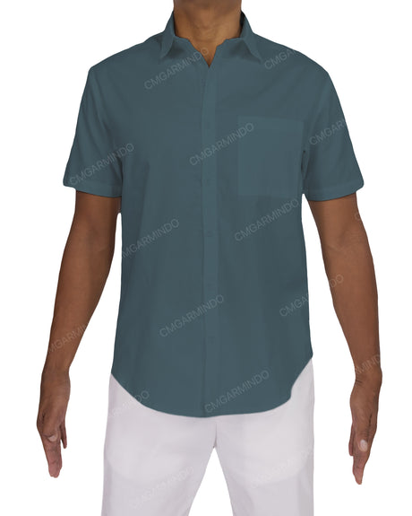 Fitted Short Sleeve Button Up Shirt