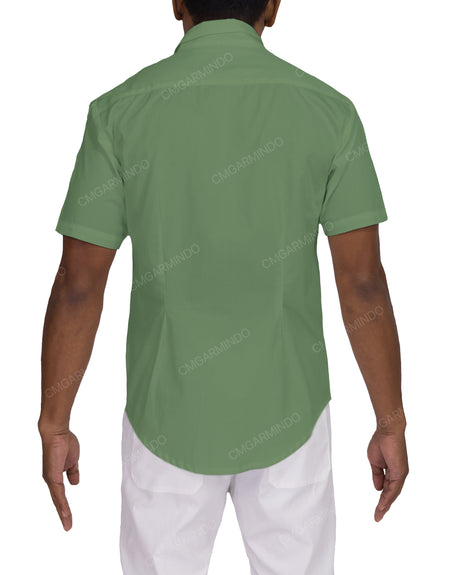 Fitted Short Sleeve Button Up Shirt