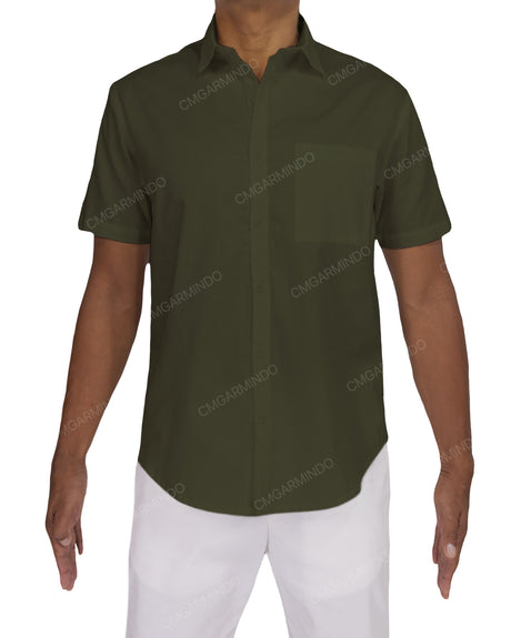 Fitted Short Sleeve Button Up Shirt