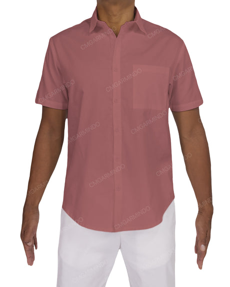 Fitted Short Sleeve Button Up Shirt
