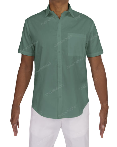 Fitted Short Sleeve Button Up Shirt