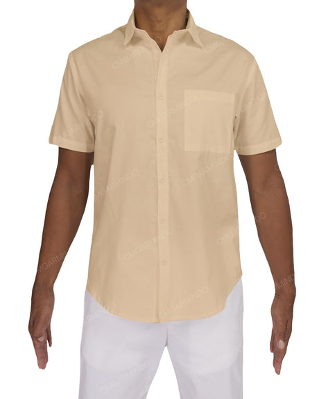 Fitted Short Sleeve Button Up Shirt