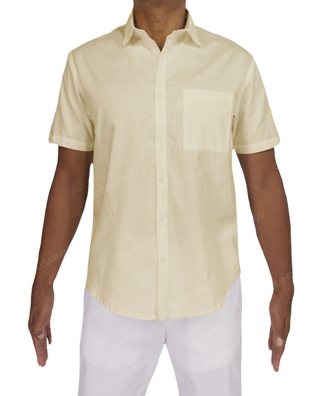 Fitted Short Sleeve Button Up Shirt