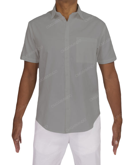 Fitted Short Sleeve Button Up Shirt