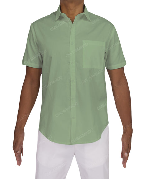 Fitted Short Sleeve Button Up Shirt