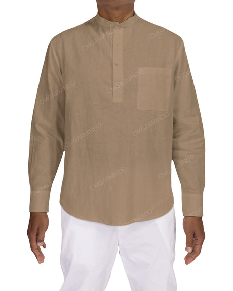 Long Sleeve Mandarin Collar Shirt