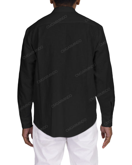Long Sleeve Mandarin Collar Shirt