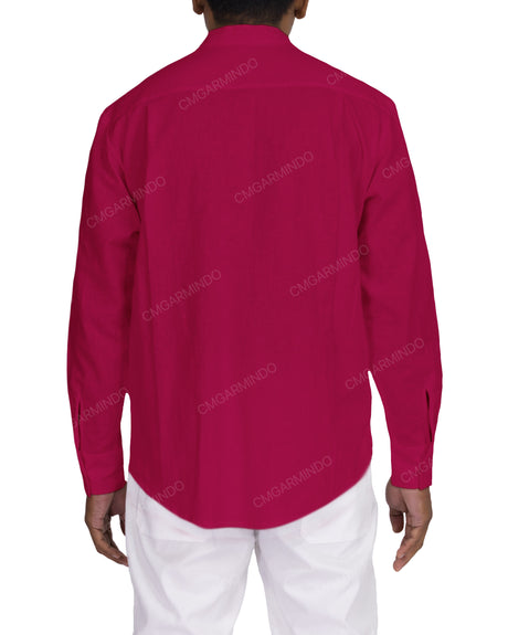 Long Sleeve Mandarin Collar Shirt