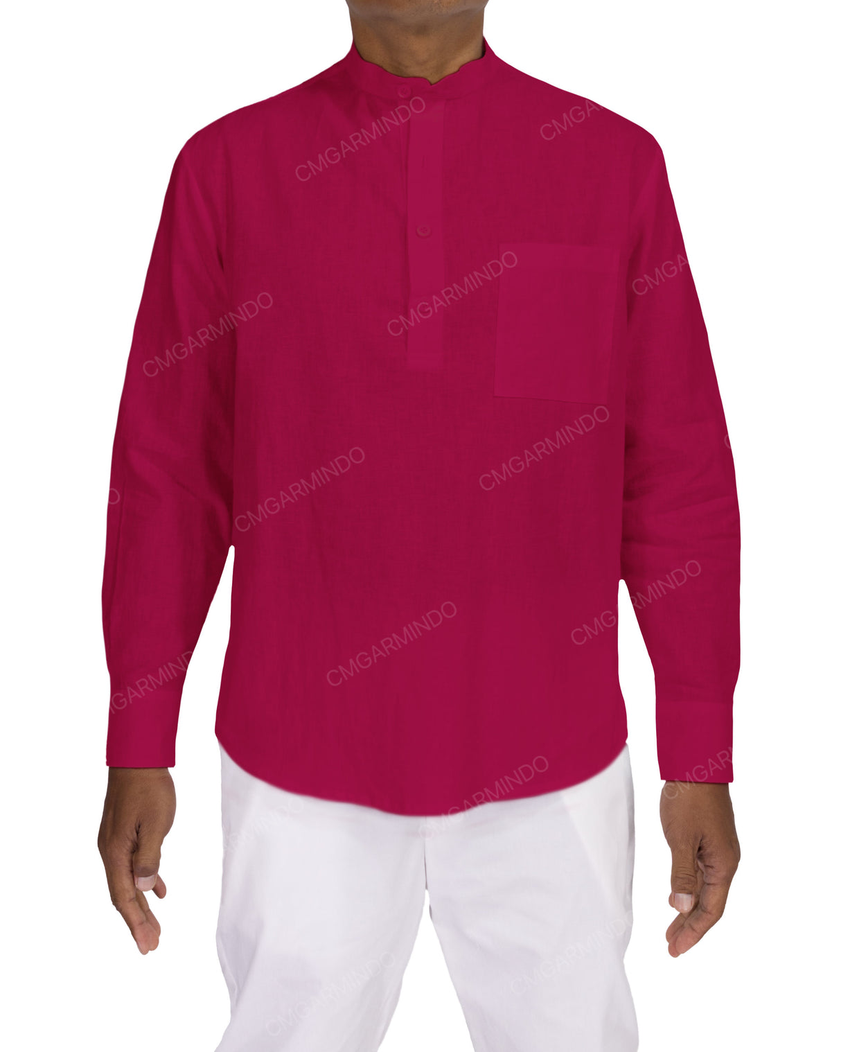 Long Sleeve Mandarin Collar Shirt