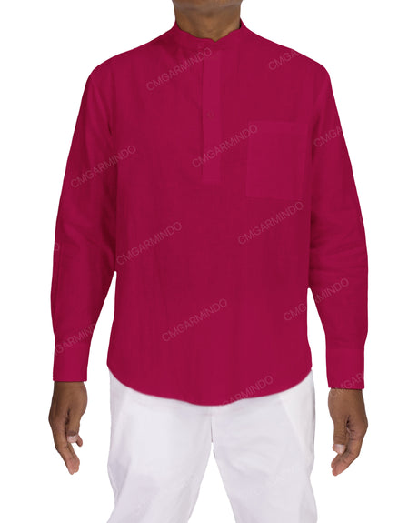 Long Sleeve Mandarin Collar Shirt