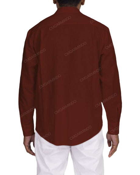Long Sleeve Mandarin Collar Shirt