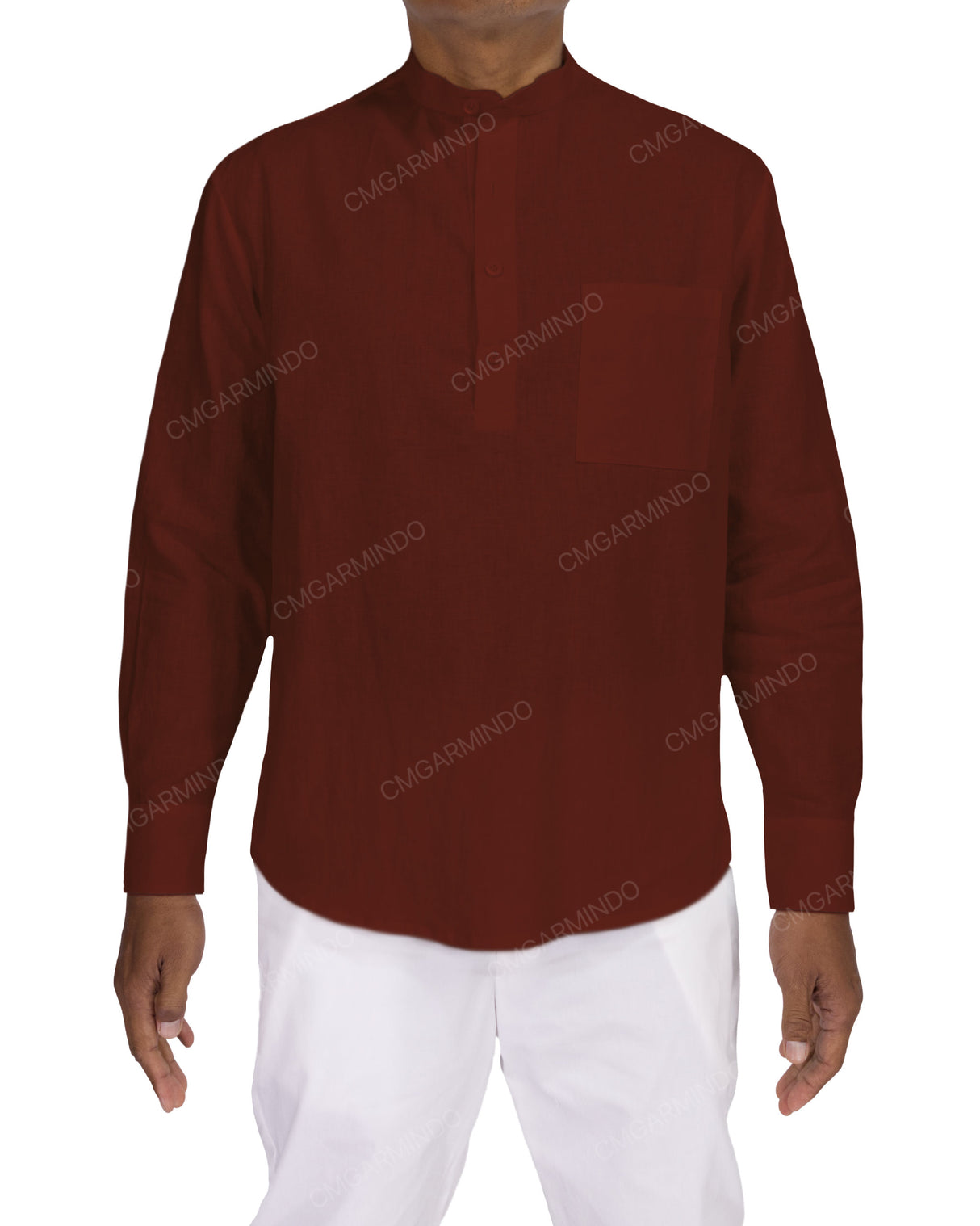 Long Sleeve Mandarin Collar Shirt