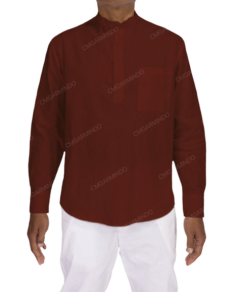 Long Sleeve Mandarin Collar Shirt